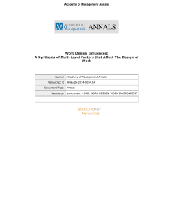 Work Design Influences: A Synthesis of Multi