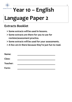 Year 10 – English Language Paper 2 Extracts Booklet