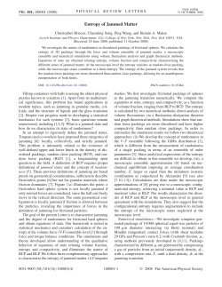 Entropy of Jammed Matter