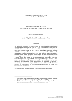 Continuity and Change in the (New) Kosciuszko Foundation Dictionary