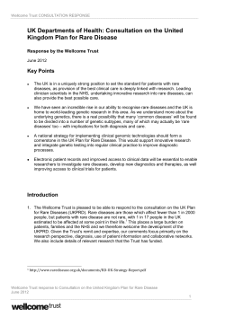 Consultation on the United Kingdom Plan for Rare