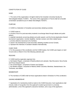 CONSTITUTION OF CUSID NAME 1. The name of this organization