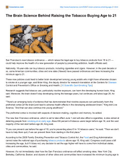 The Brain Science Behind Raising the Tobacco Buying Age to 21