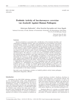 Probiotic Activity of Saccharomyces cerevisiae var. boulardii Against