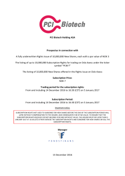 PCI Biotech Holding ASA Prospectus in connection with A fully