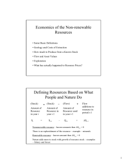 Economics of the Non-renewable Resources Defining Resources