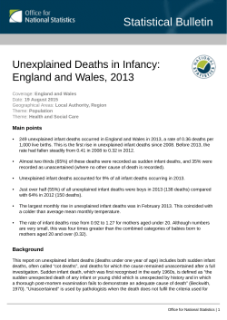 Unexplained Deaths in Infancy - Office for National Statistics
