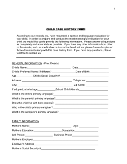 Child Case History