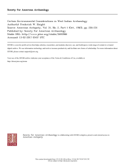 Certain Environmental Considerations in West Indian Archaeology