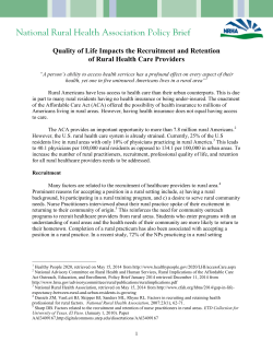 Quality of Life Impacts the Recruitment and Retention of Rural