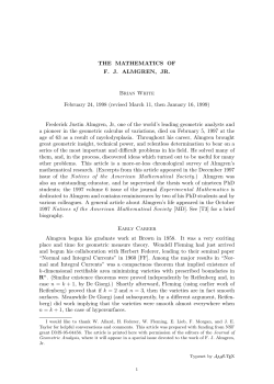 THE MATHEMATICS OF FJ ALMGREN, JR. Brian White February 24