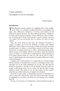 Culture and Ideal&mdash; The Dignity of Life as a Postulate