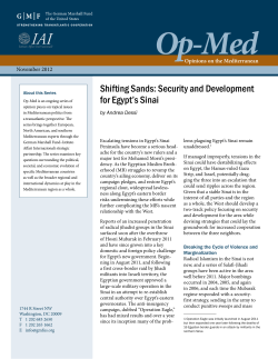 Shifting Sands: Security and Development for Egypt`s Sinai