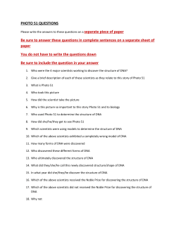 PHOTO 51 QUESTIONS Be sure to answer these questions in