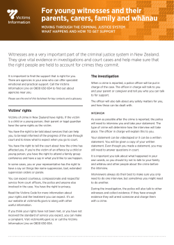 For young witnesses and their parents, carers, family and whānau