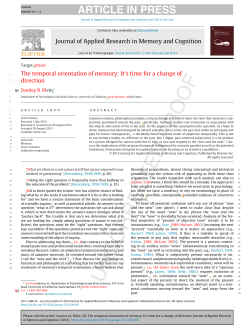 The temporal orientation of memory: It`s time for a change of direction