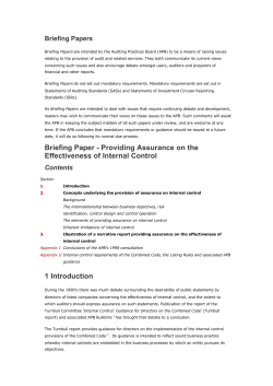 Providing Assurance on the Effectiveness of Internal Control