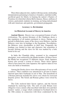 Salvery In America - Christian Heritage Ministries