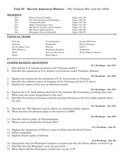 Unit IV - Recent American History &ndash; The Vietnam War and the 1970s