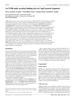 An NMR study on nickel binding sites in Cap43 protein fragments