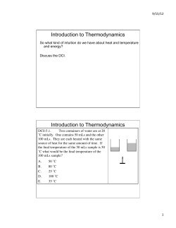 Introduction to Thermodynamics Introduction to Thermodynamics