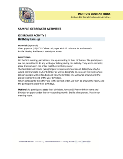 SAMPLE ICEBREAKER ACTIVITIES Birthday Line-up