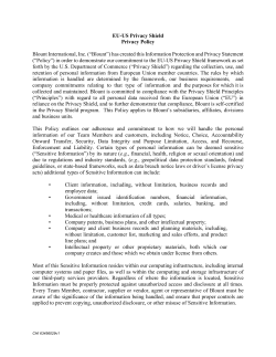 EU-US Privacy Shield Privacy Policy Blount International, Inc