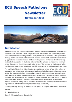 Speech Pathology Newsletter &ndash; 2015 PDF