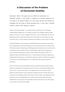 A Discussion of the Problem of Horizontal Hostility