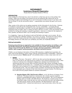 SUSTAINABILITY Sustaining a Nonprofit Organization