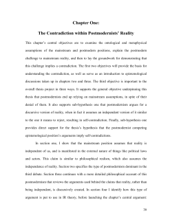 Chapter One: The Contradiction within Postmodernists` Reality