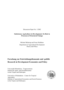 Subsistence Agriculture in Development