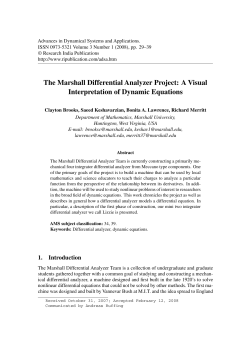 The Marshall Differential Analyzer Project: A Visual Interpretation of