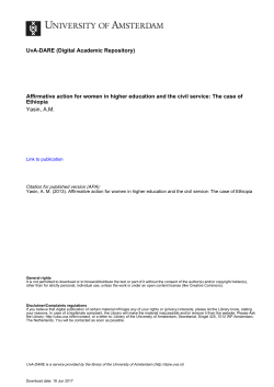 Description of the case studies and the status of women in Ethiopia