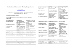 Continuities and Discontinuities Affecting Aboriginal Learners