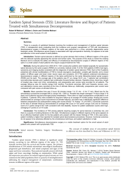 Tandem Spinal Stenosis (TSS): Literature Review and Report of