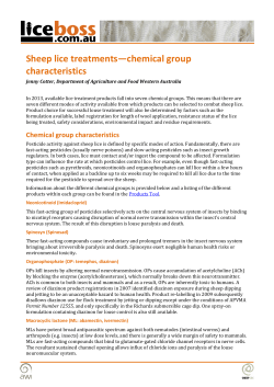Sheep lice treatments&mdash;chemical group characteristics