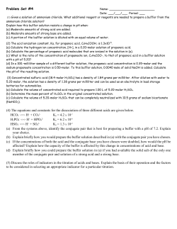 Problem Set #4 (4) The equations and constants for the dissociation