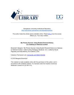 My Primary Sources: Using Student Personal History as a Gateway