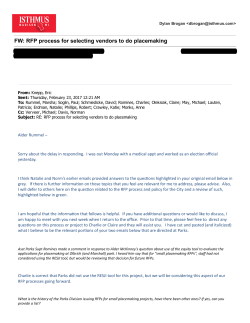 FW: RFP process for selecting vendors to do placemaking