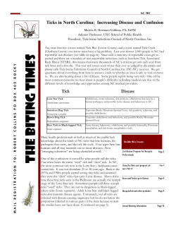 Ticks in North Carolina: Increasing Disease and Confusion - TIC-NC
