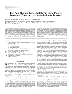 The New Human Tissue Kallikrein Gene Family: Structure, Function