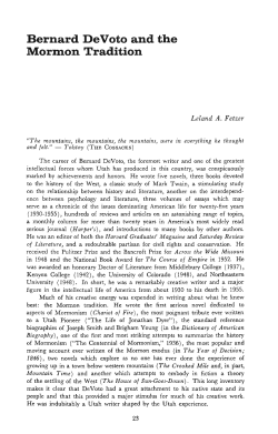 Bernard DeVoto and the Mormon Tradition