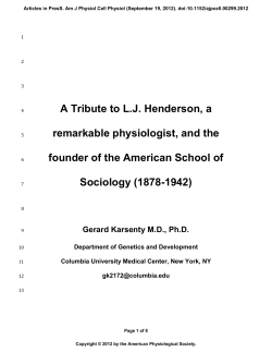 A Tribute to L.J. Henderson, a remarkable physiologist, and the