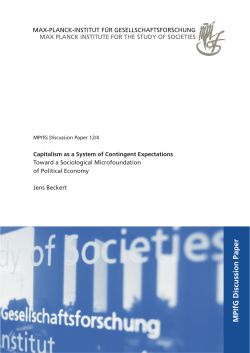 Capitalism as a System of Contingent Expectations Toward a