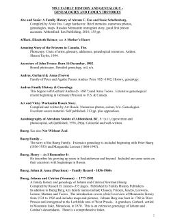 989.1 family history and genealogy - Mennonite Historical Society of