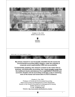 Managing Stakeholder Conflicts: Organized Hypocrisy and