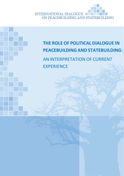 The Role of Political Dialogue in Peacebuilding and Statebuilding