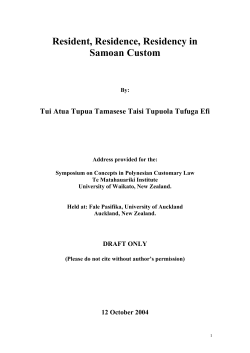 Resident, Residence, Residency in Samoan Customs