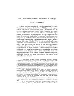 The Common Frame of Reference in Europe